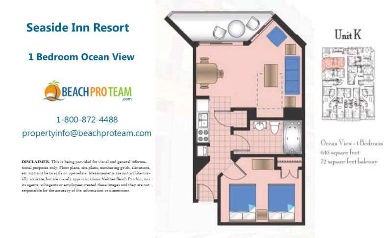 Seaside Inn Floor Plan K - 1 Bedroom Ocean View